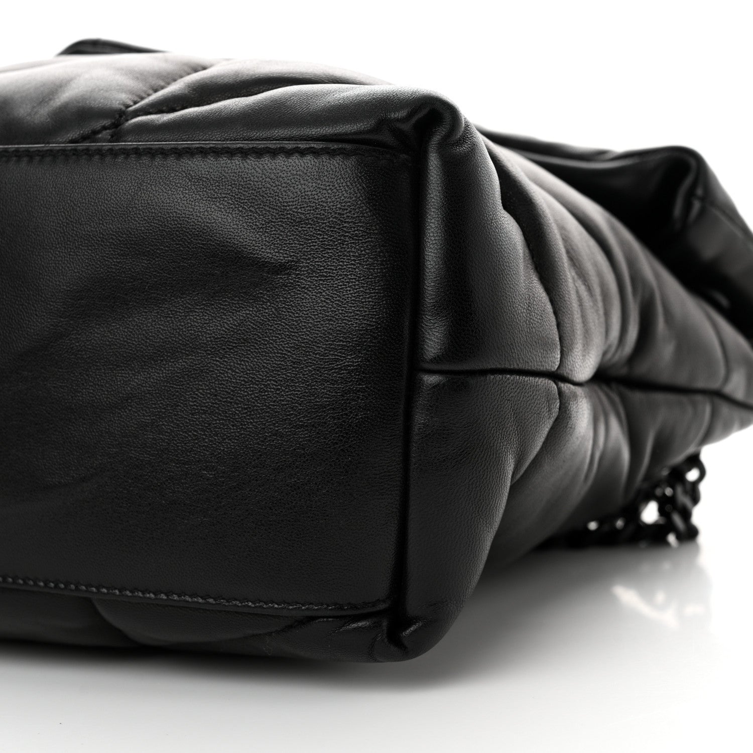 Saint Laurent Lambskin Quilted Monogram Monochrome Medium Loulou Puffer Chain Satchel Black 10 of 10