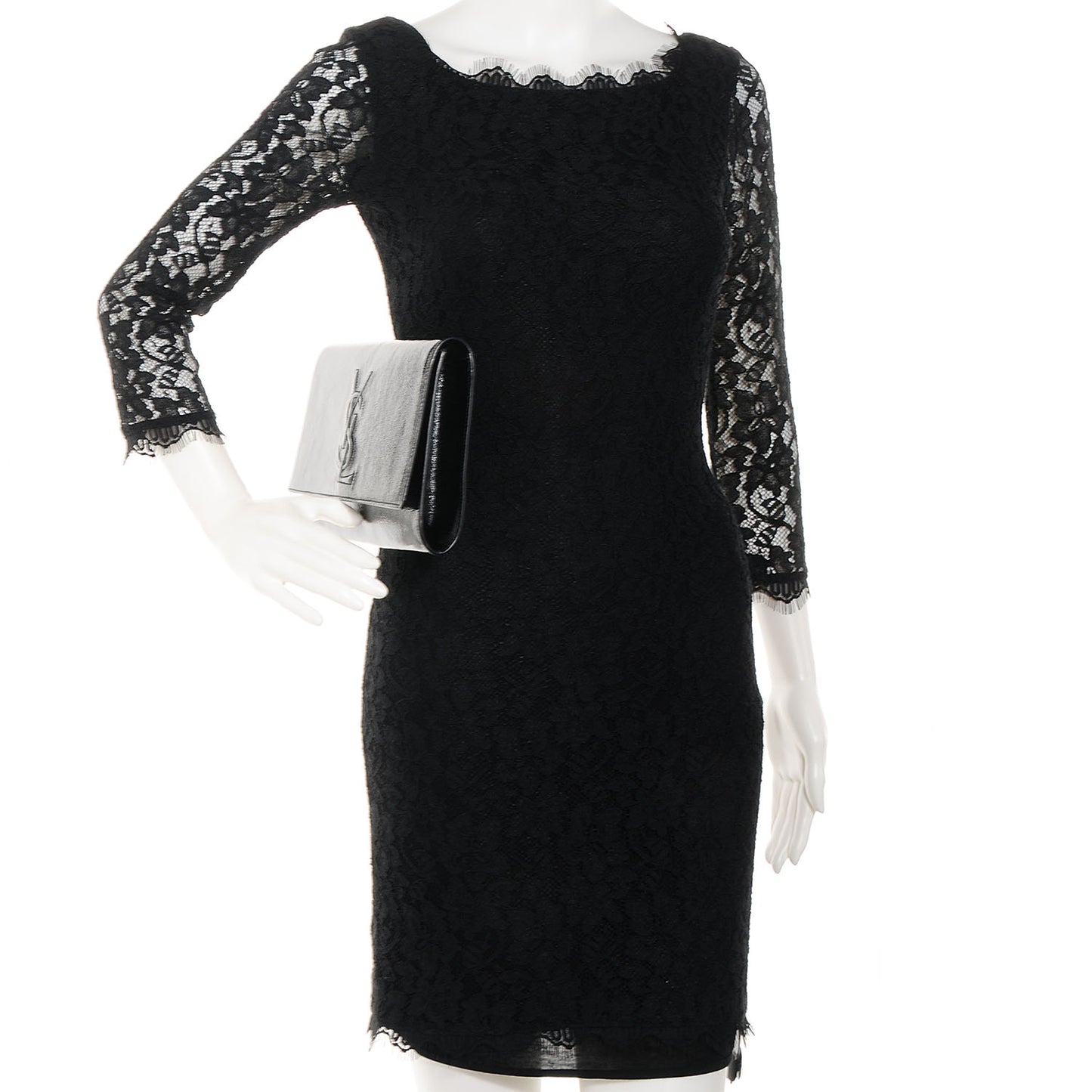 Textured Patent Monogram Large Belle De Jour Clutch Black