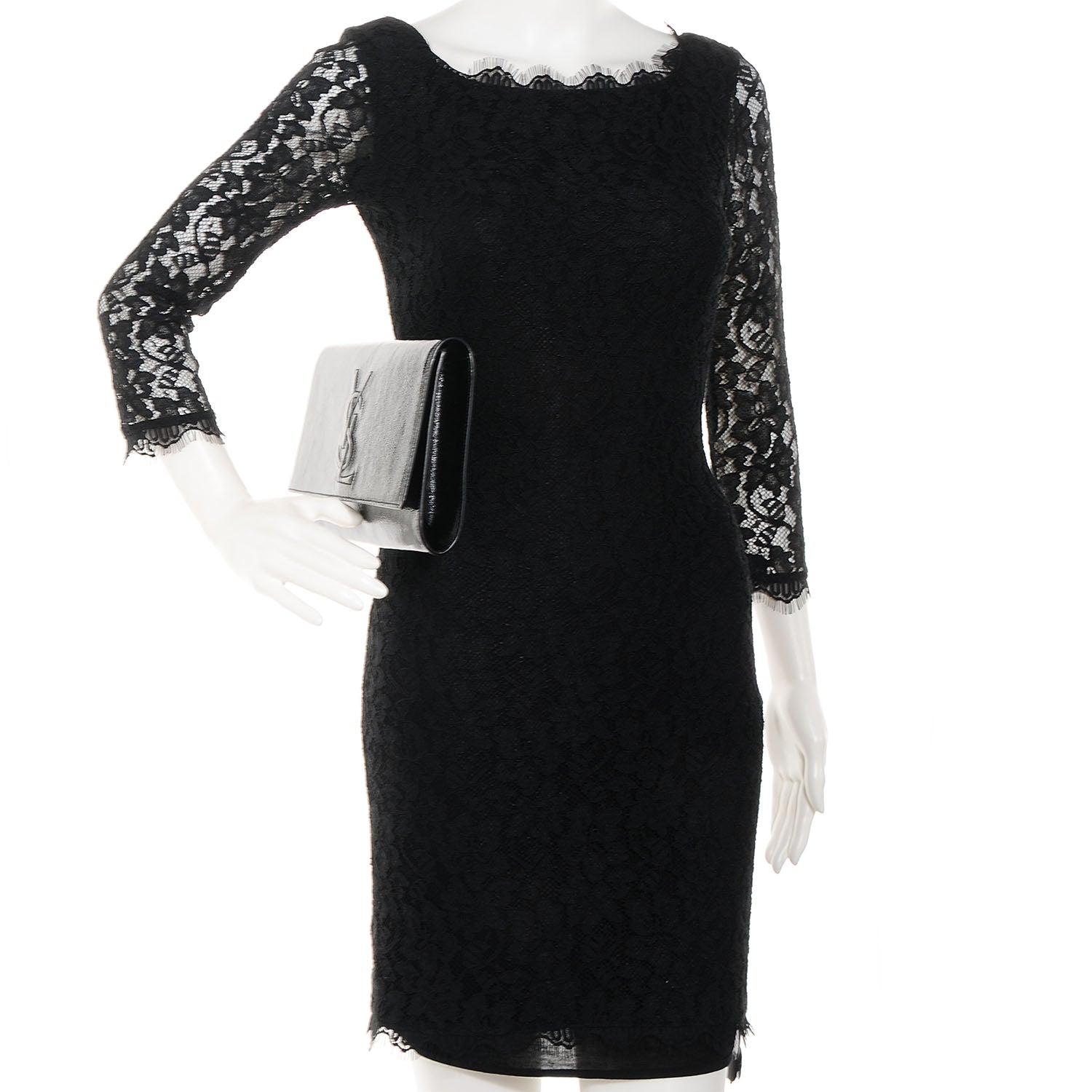 Saint Laurent Textured Patent Monogram Large Belle De Jour Clutch Black 2 of 6