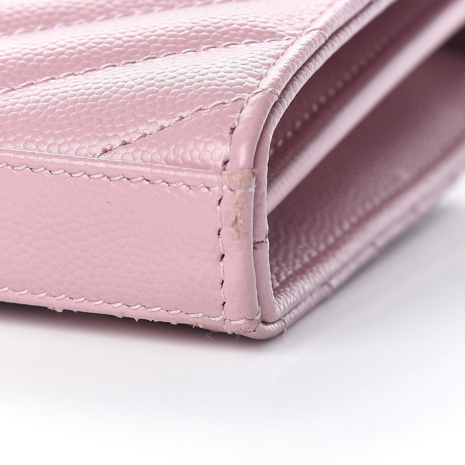 Saint Laurent Grain De Poudre Matelasse Chevron Monogram Chain Wallet Tender Pink 8 of 10