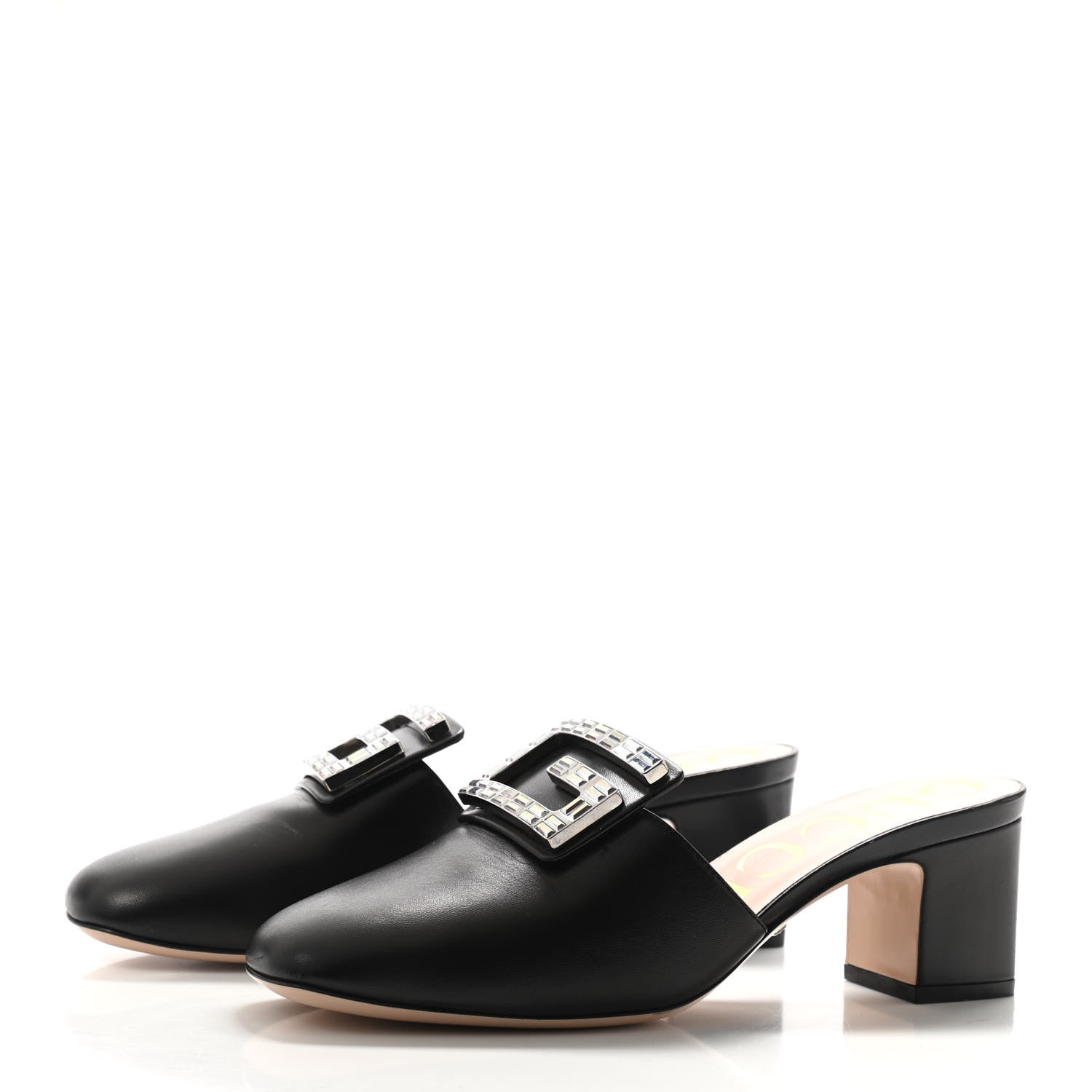 Gucci Malaga Kid Crystal Square G Madelyn Mules 38 Black 3 of 12