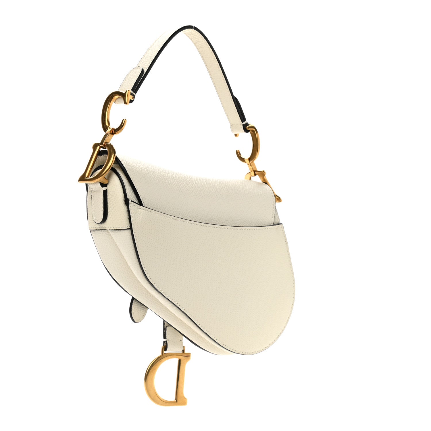 Christian Dior Grained Calfskin Mini Saddle Bag White 3 of 12