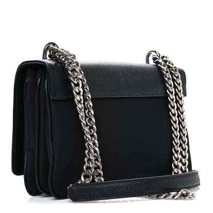 Prada Saffiano Tessuto Nylon Chain Shoulder Bag Black 3 of 10