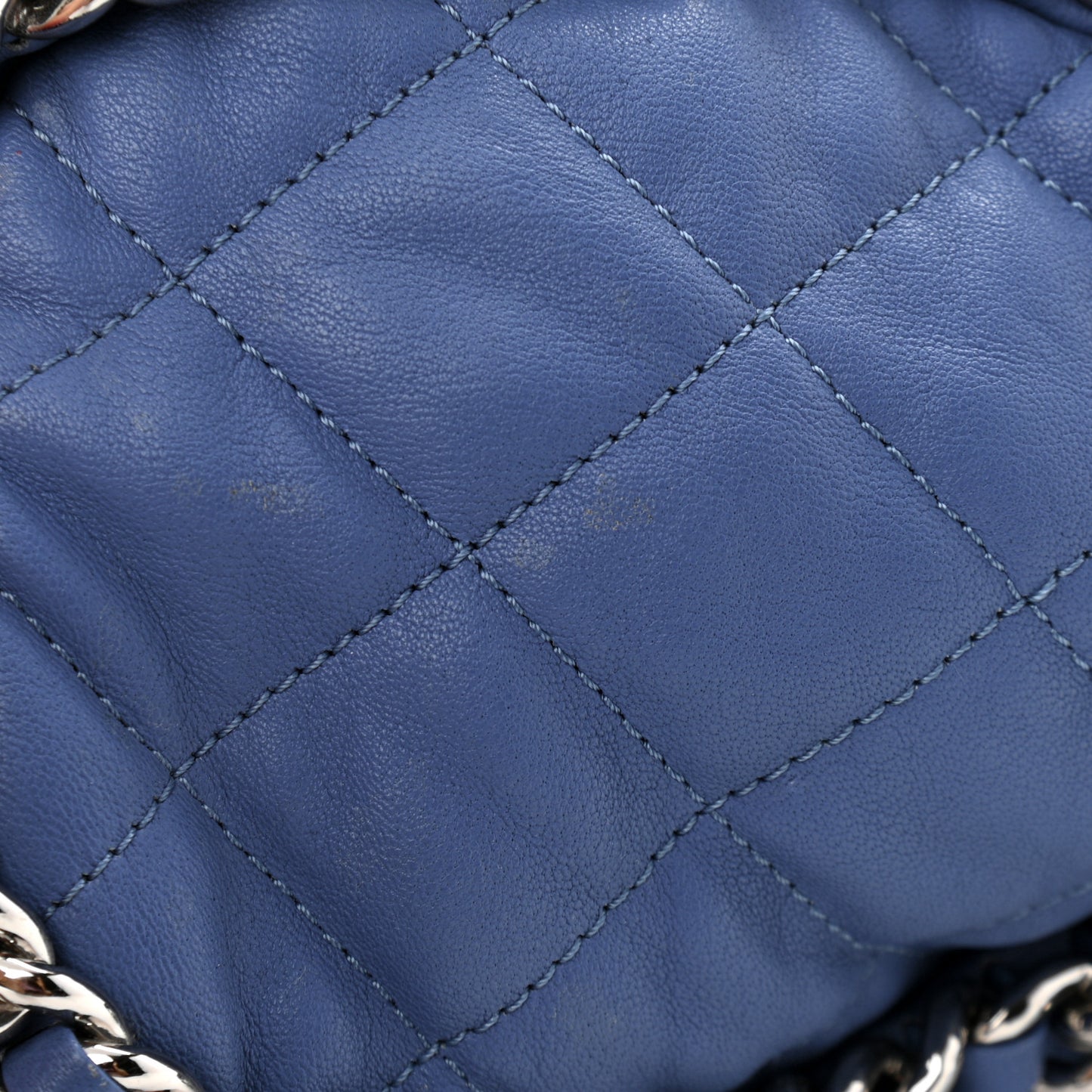 Washed Lambskin Chain Around Hobo Blue