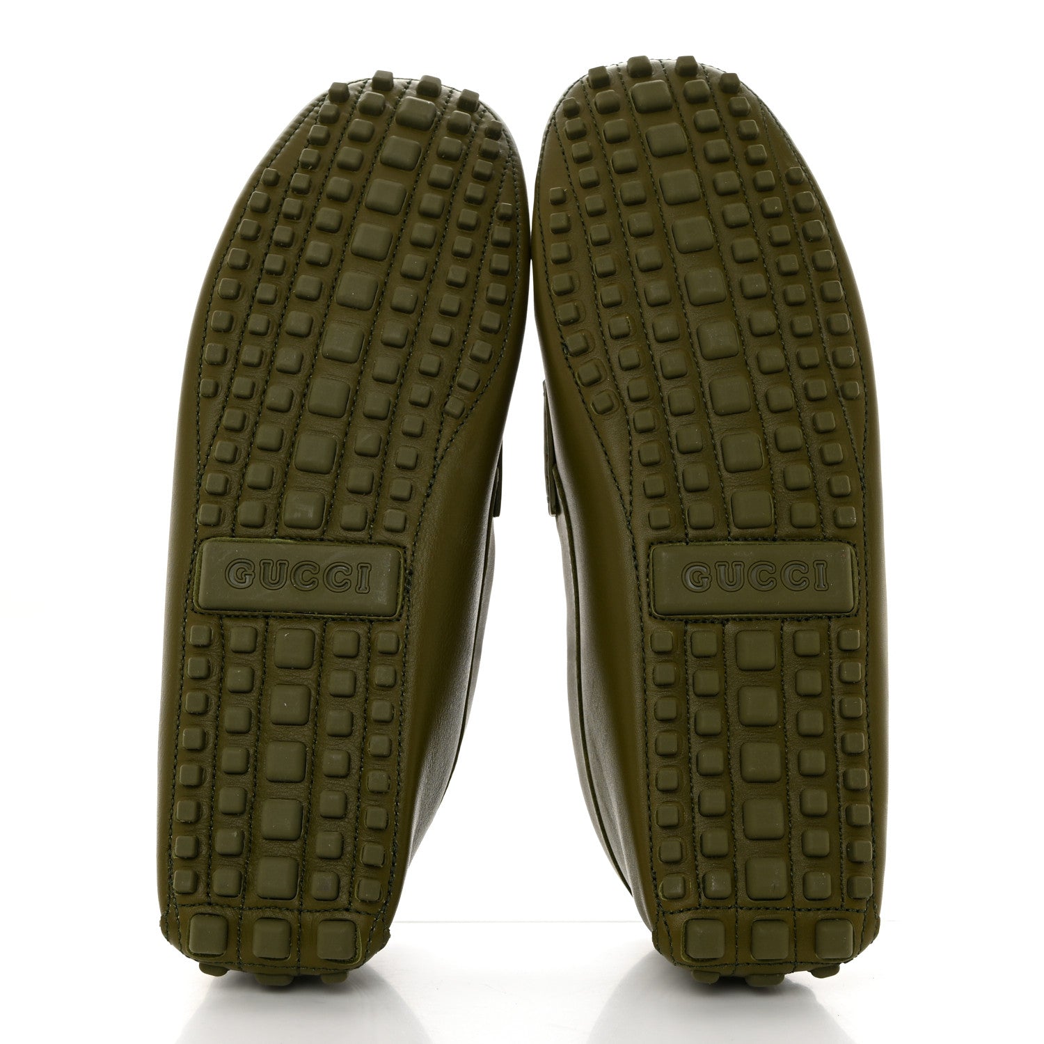 Gucci Soft Clove Calfskin Monochrome Mens Interlocking G Driver Loafers 11 Juniper Green 5 of 10