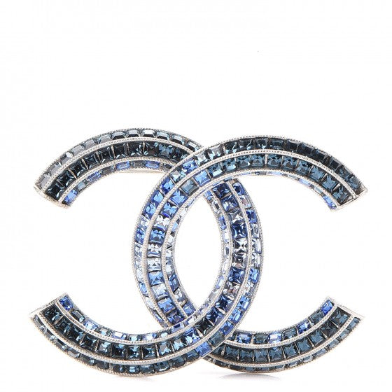 Crystal Baguette CC Brooch Blue