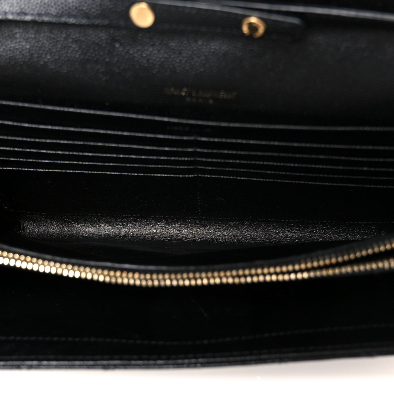 Saint Laurent Grain De Poudre Mixed Matelasse Triquilt Monogram Chain Wallet Black 5 of 11