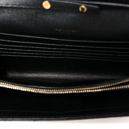 Saint Laurent Grain De Poudre Mixed Matelasse Triquilt Monogram Chain Wallet Black 5 of 11