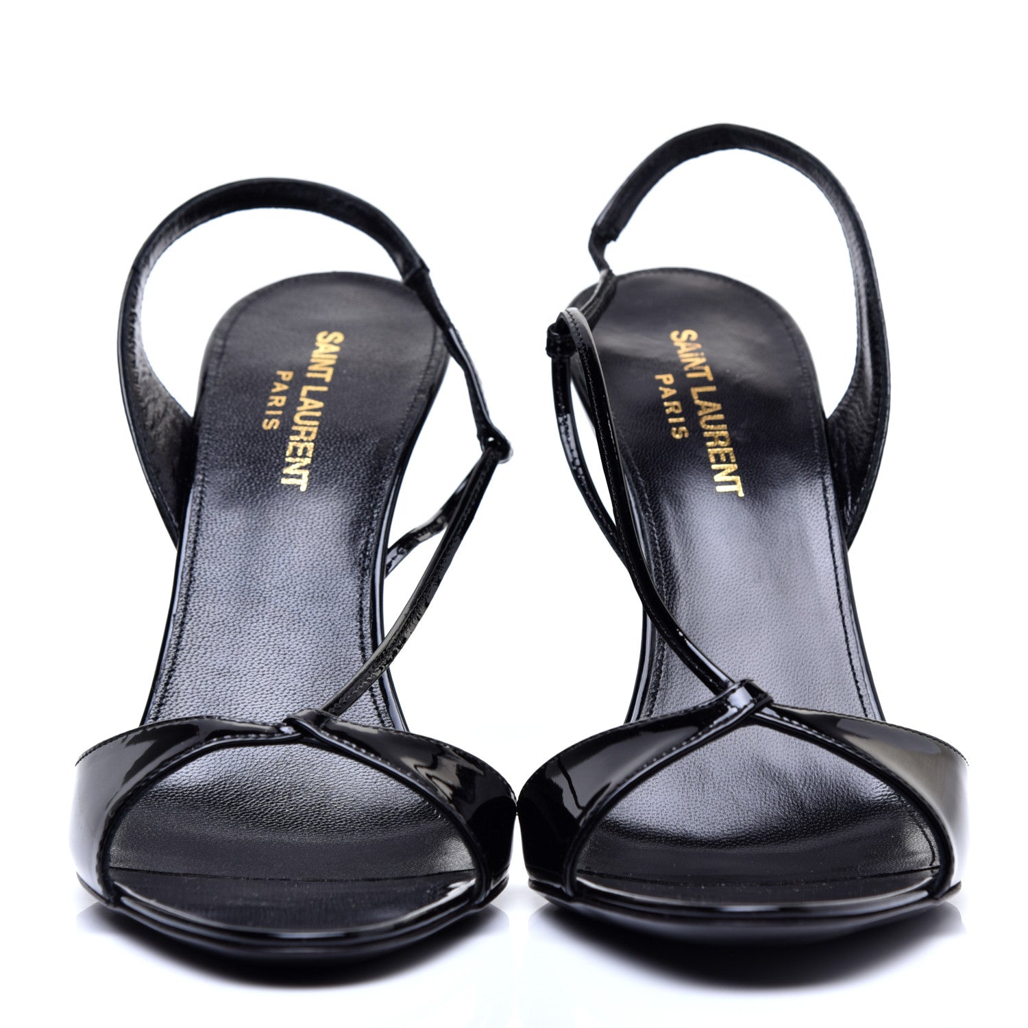 Saint Laurent Patent Calfskin Anouk 110 Sandals 38.5 Black 2 of 8