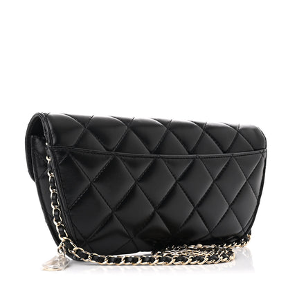 Chanel Lambskin Quilted Flap Clutch Bag With Chain Black 3 of 11