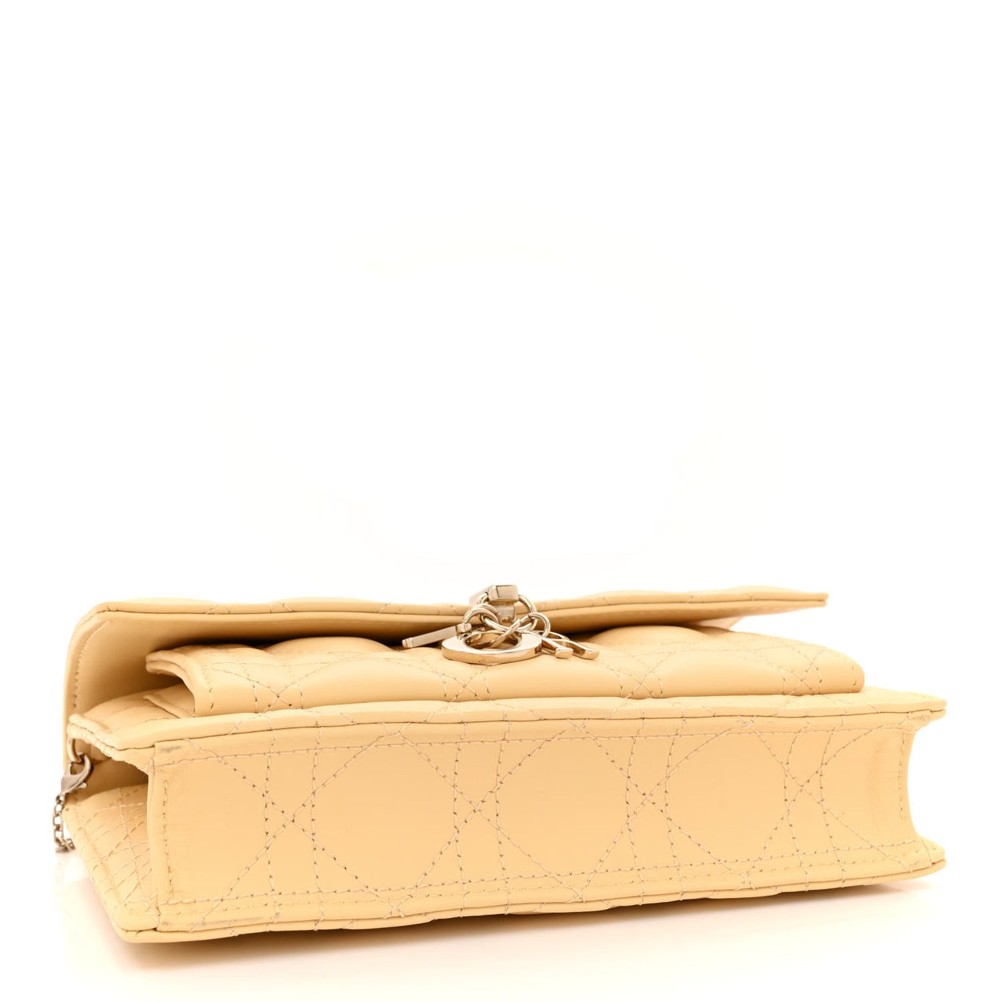 Lambskin Cannage Lady Dior Chain Pouch Latte