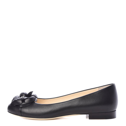 Chanel Lambskin Camellia Ballerina Flats 38.5 Black 1 of 9