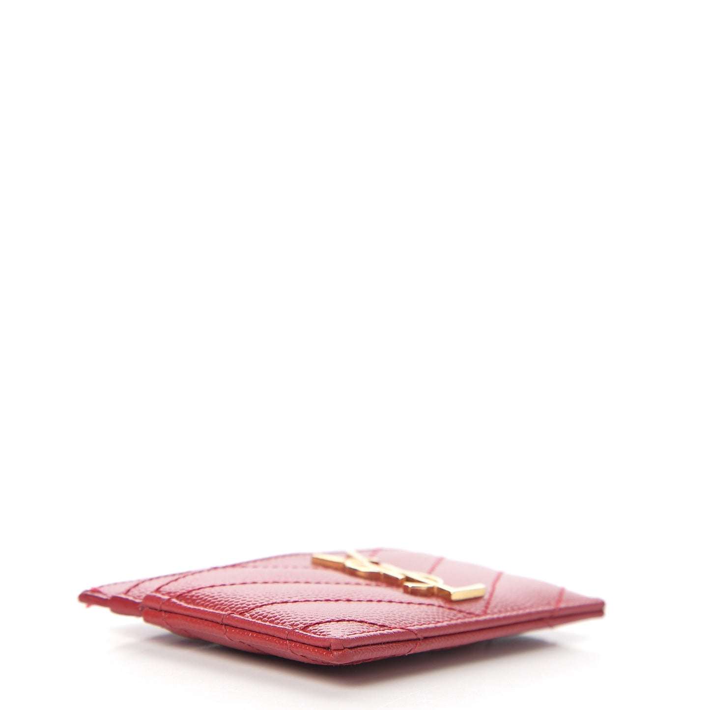 Grain De Poudre Matelasse Chevron Monogram Credit Card Case New Red