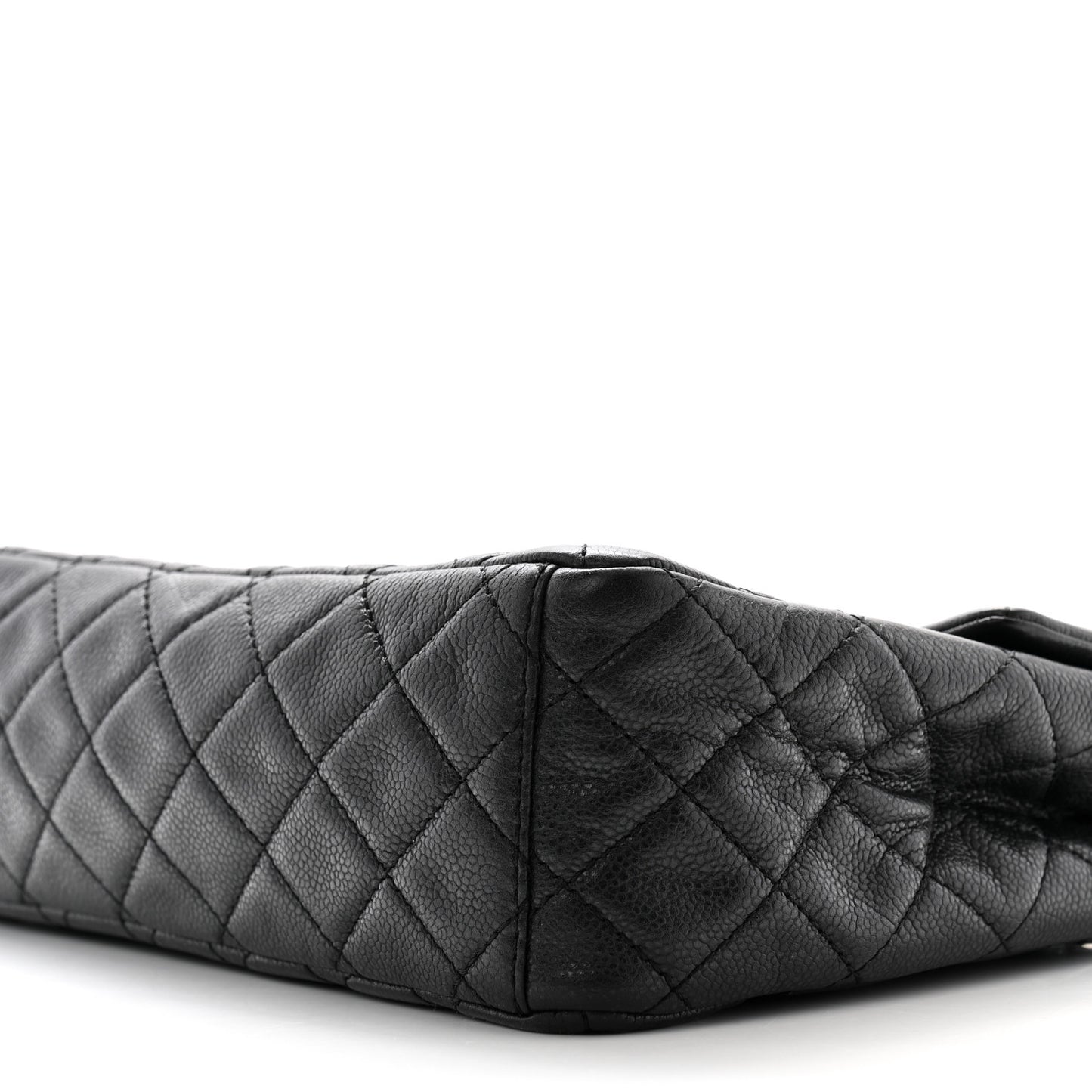 Washed Caviar Quilted Maxi Single Flap Black
