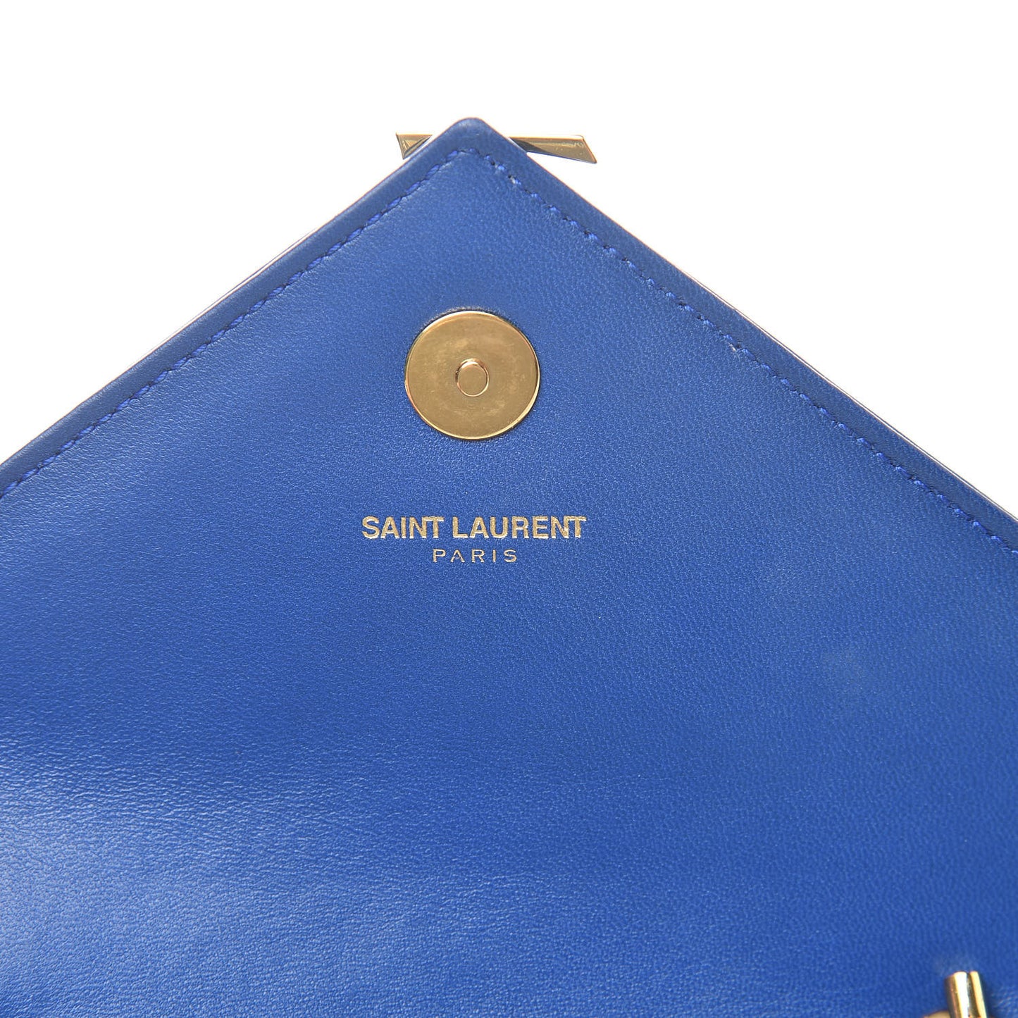 Sheepskin Matelasse Chevron Monogram Classic Baby Chain Bag Blue Majorelle