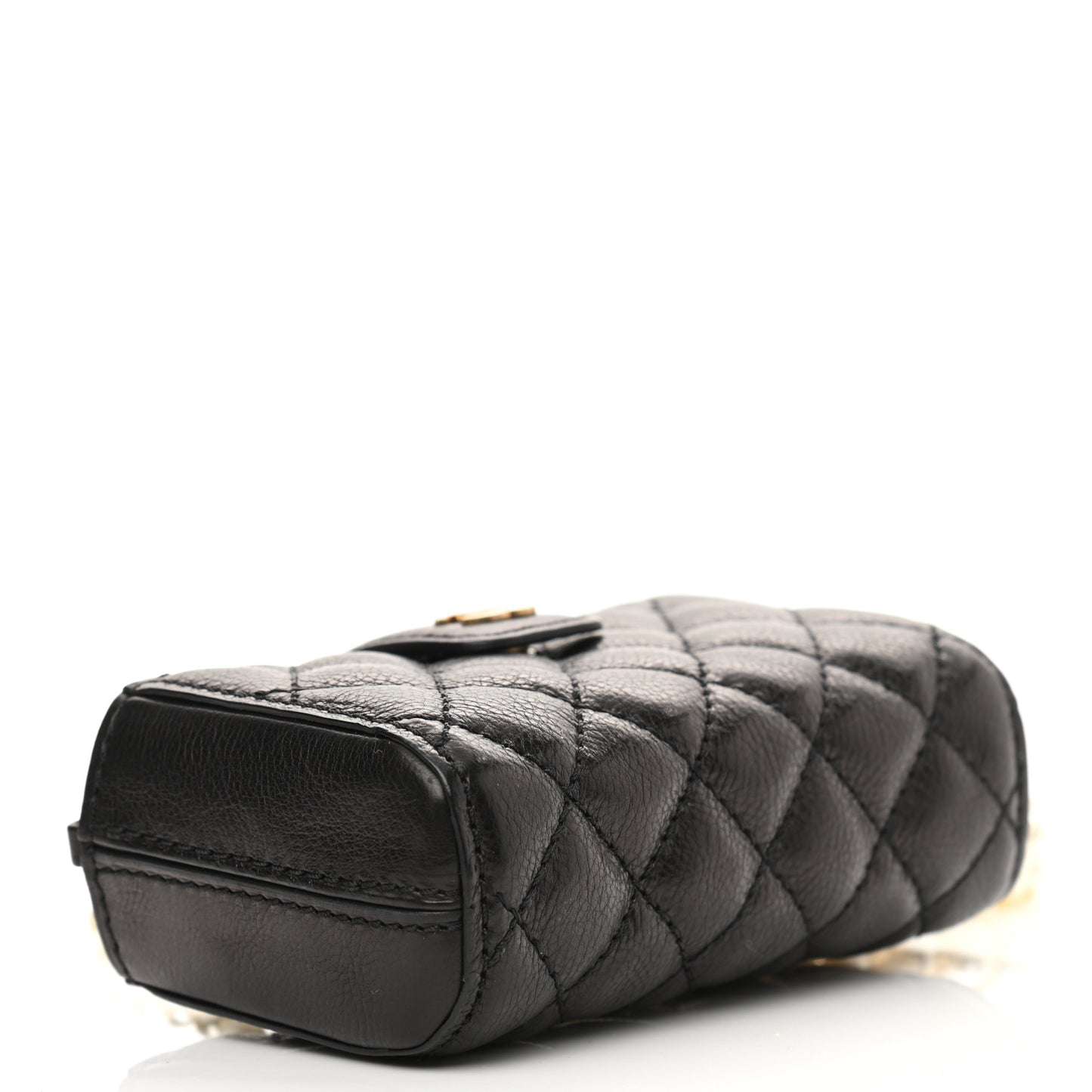 Calfskin Quilted Pearl Chain Love Symbols Mini Bag Black