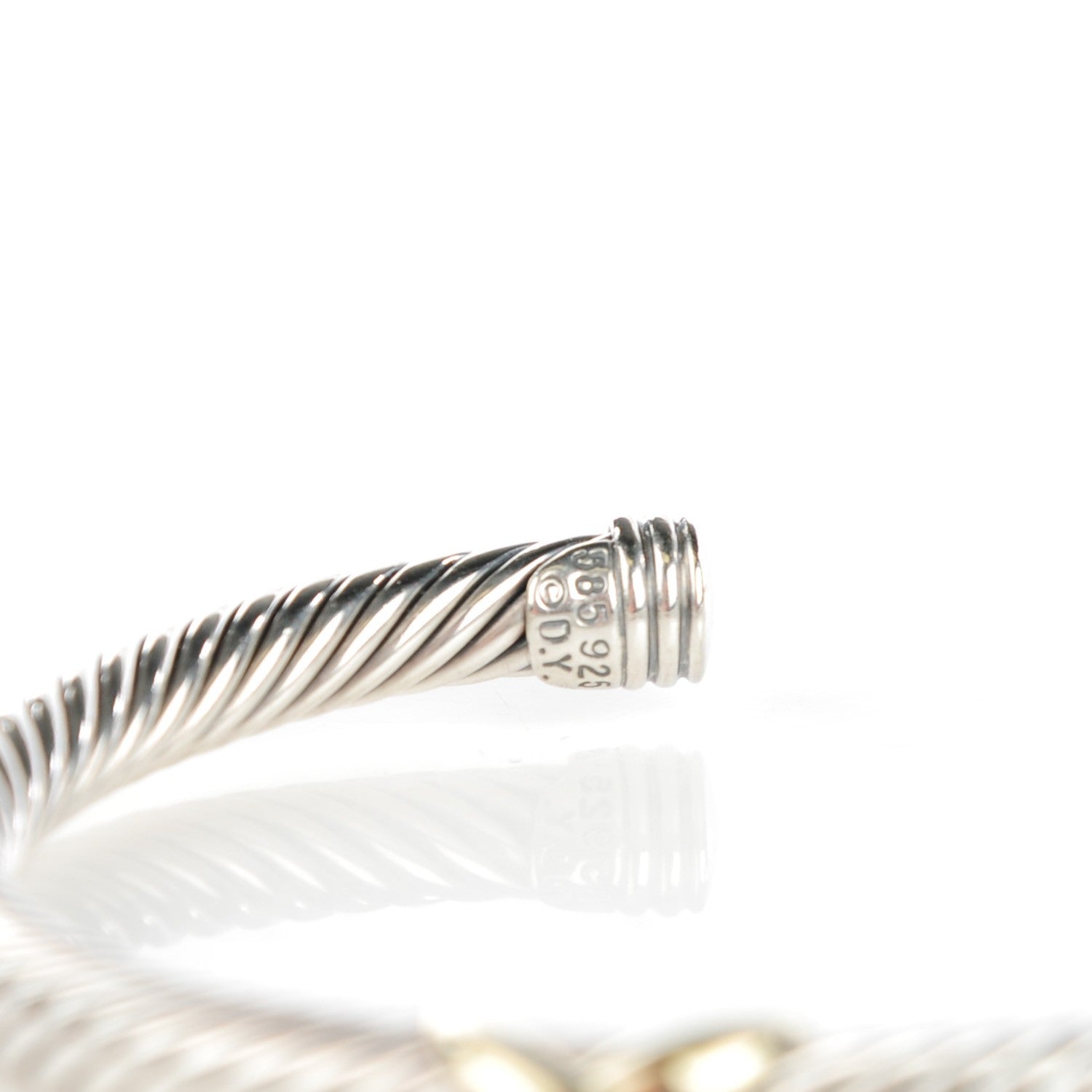 David Yurman Sterling Silver 14K Yellow Gold 5mm X Station Cable Bracelet 4 of 5