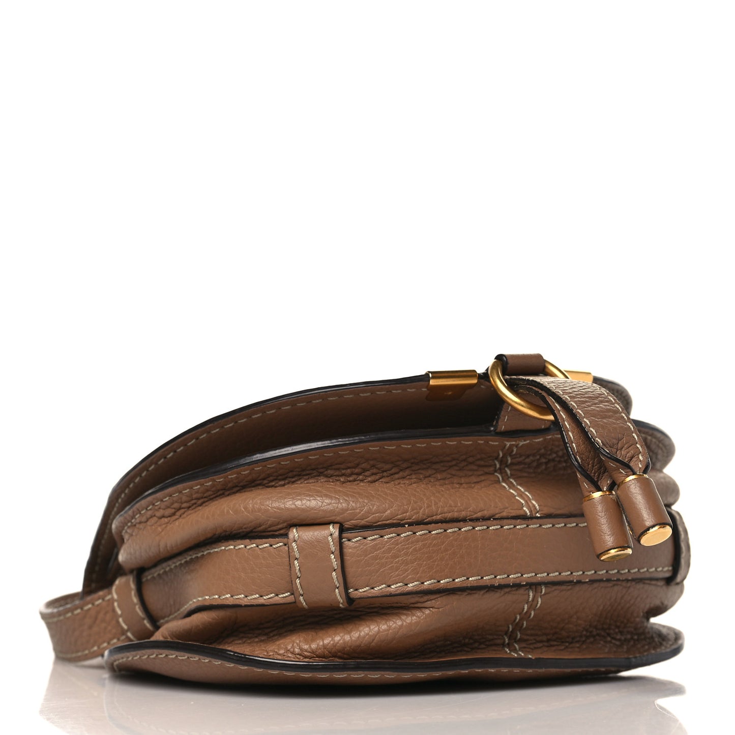 Calfskin Mini Marcie Round Crossbody Bag Nut
