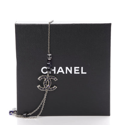 Chanel Glass Enamel CC Long Necklace Silver Purple Emerald 5 of 5