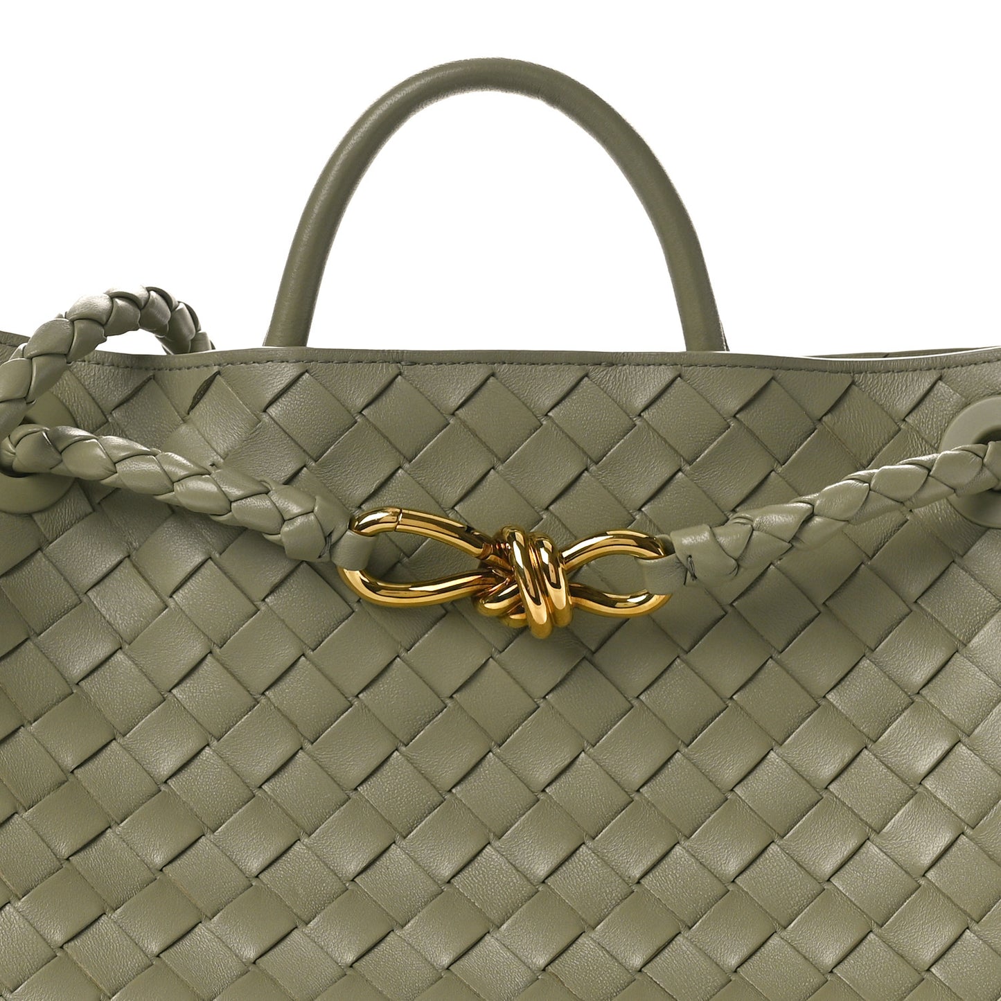 Nappa Intrecciato Medium Andiamo Shoulder Bag Travertine