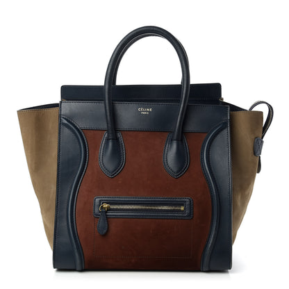 Celine Nubuck Smooth Calfskin Mini Tri-Color Luggage Marron 1 of 11