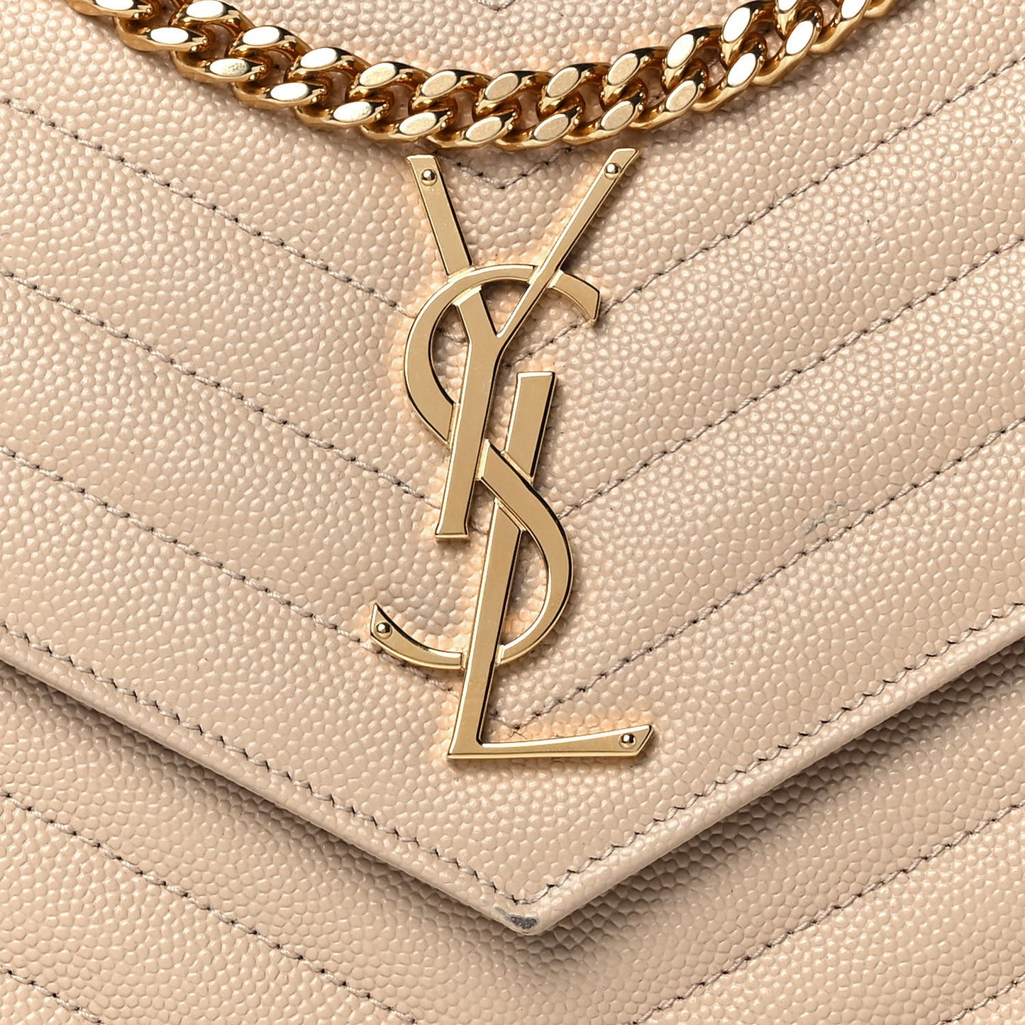 Grain De Poudre Matelasse Chevron Monogram Chain Wallet Nude Powder