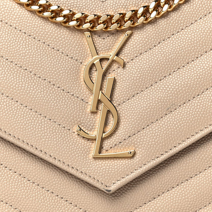 Saint Laurent Grain De Poudre Matelasse Chevron Monogram Chain Wallet Nude Powder 8 of 13
