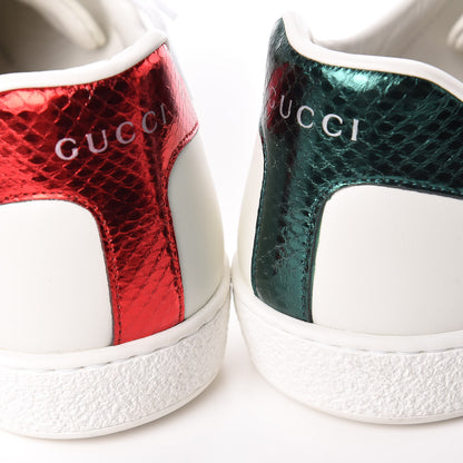 Gucci Miro Soft Calfskin Laminated Ayers Web Bee Embroidered Mens Ace Sneakers 9.5 White Green 14 of 15