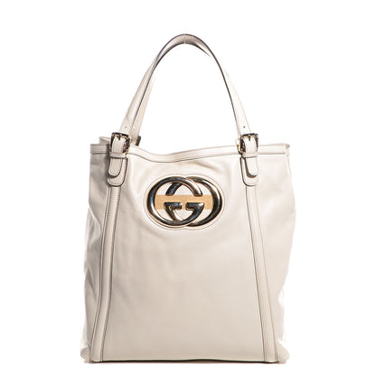 Gucci Leather Web Large Britt Tote Off White 1 of 7