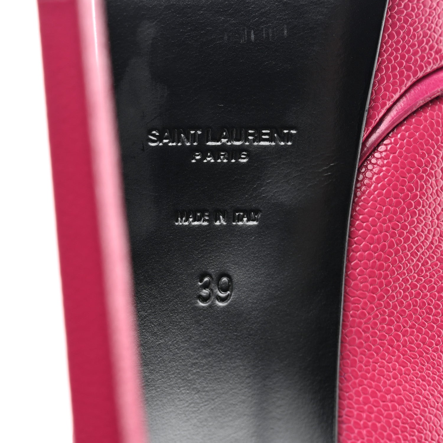 Saint Laurent Pebbled Calfskin Janis 105 Platform Pumps 39 Fuchsia 8 of 10