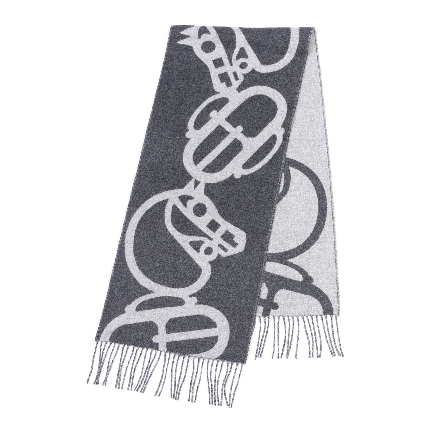 Cashmere Boucles et Camails Muffler Anthracite Gris Clair