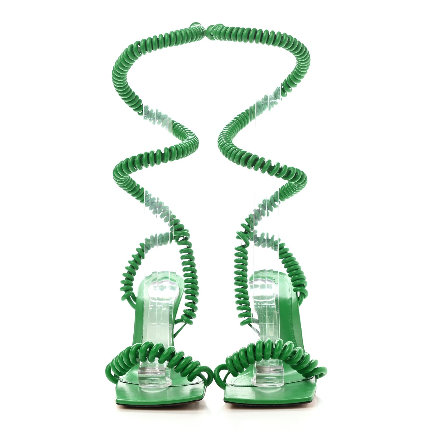 Rubber Wire Nappa Stretch 90mm Sandals 39 Grass
