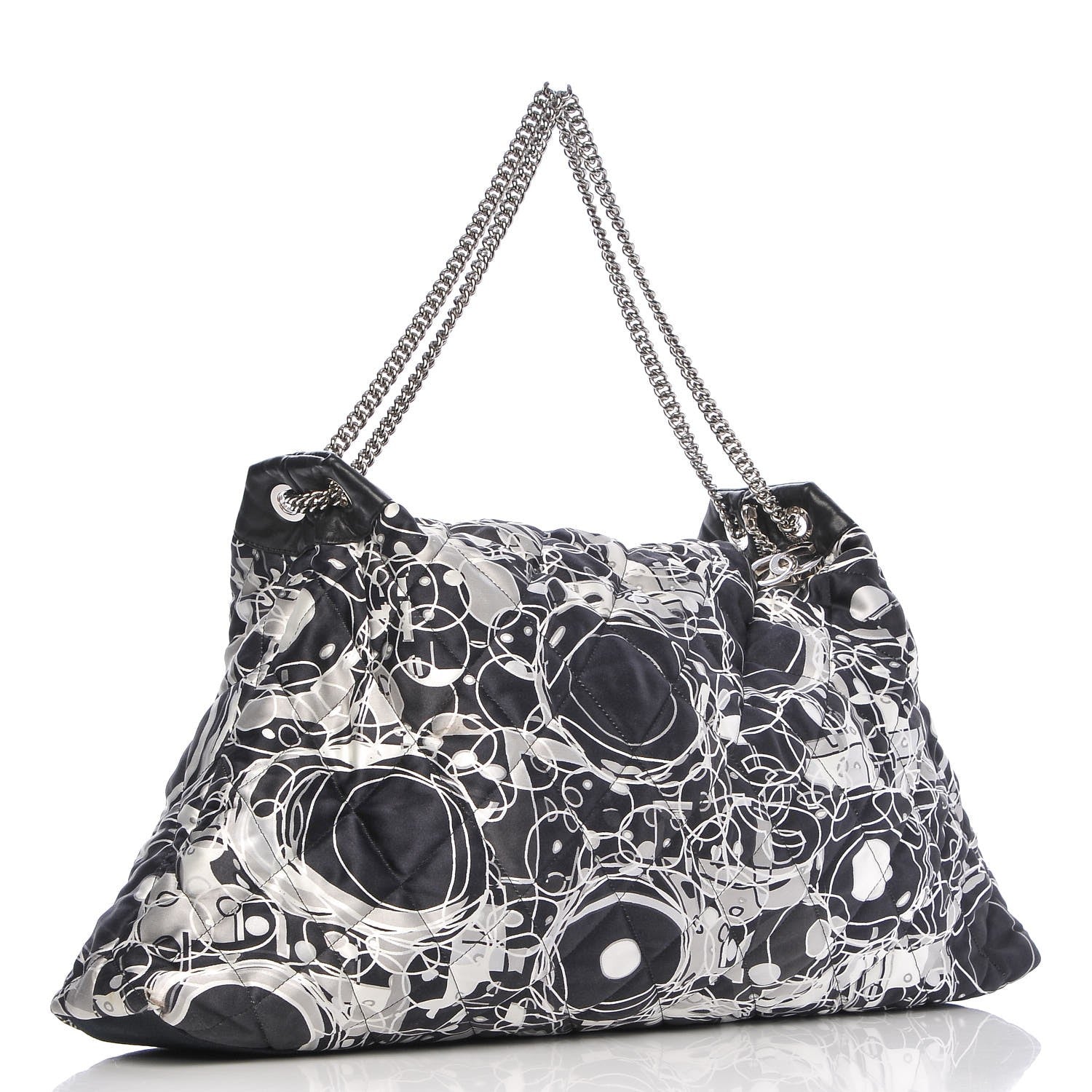 Chanel Satin Quilted Large Kaleidoscope Tote Black 3 of 8