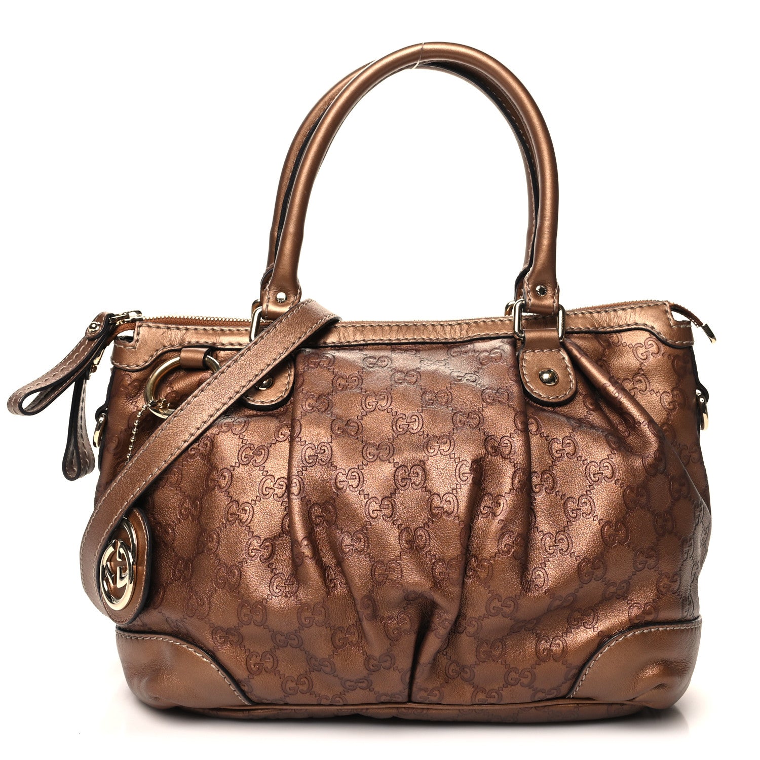 Gucci Metallic Soft Guccissima Medium Sukey Top Handle Bag Bronze 1 of 12