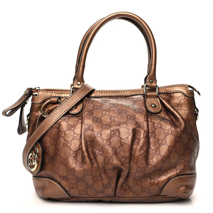 Gucci Metallic Soft Guccissima Medium Sukey Top Handle Bag Bronze 1 of 12