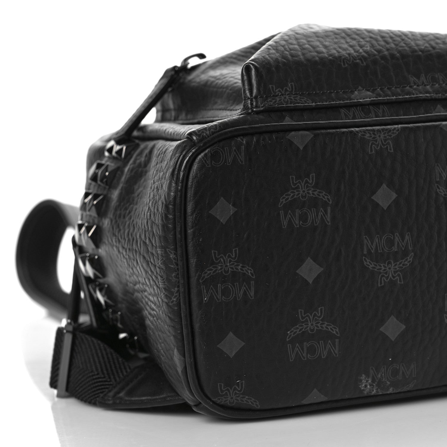 MCM Visetos Small Side Stud Stark Backpack Black 7 of 9