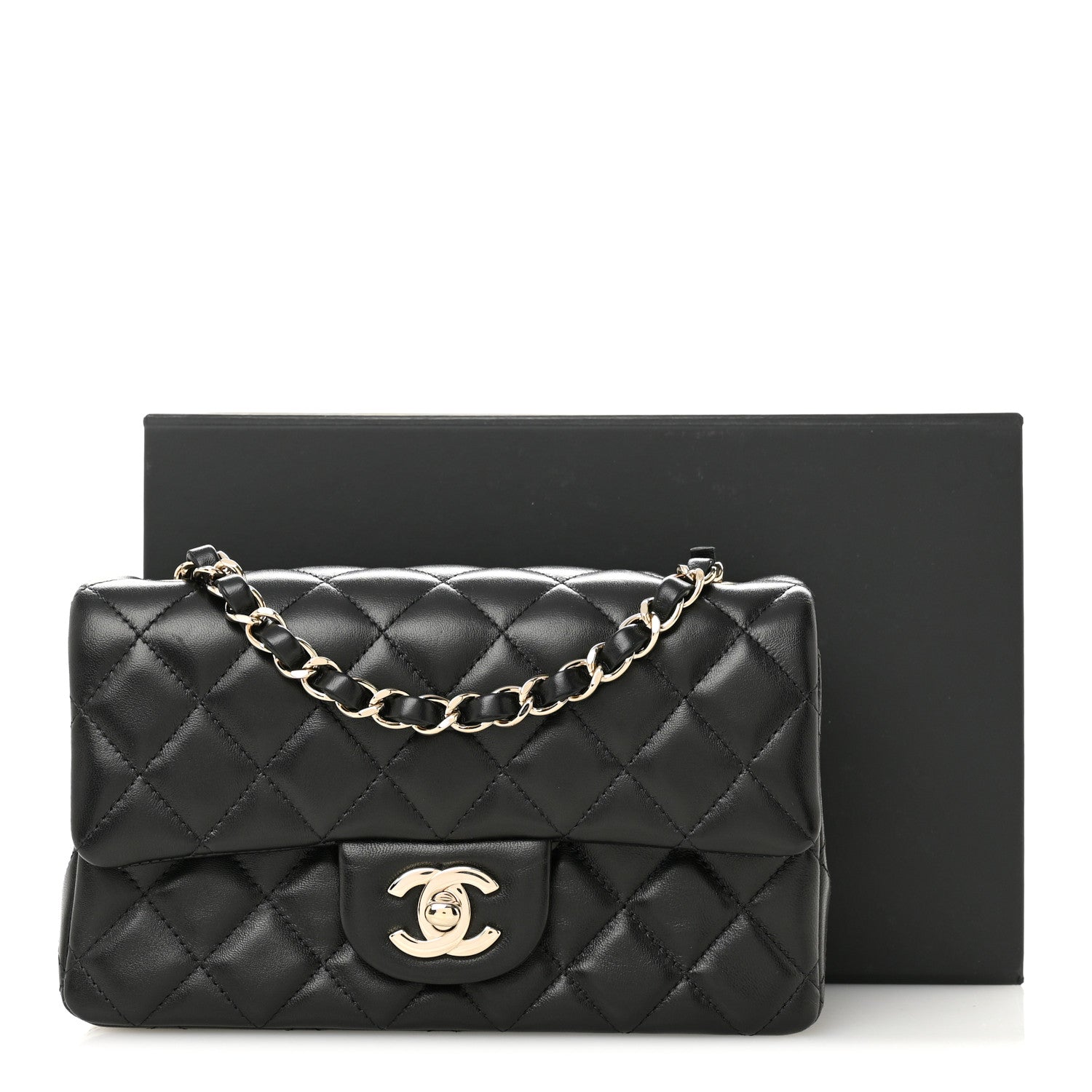 Chanel Lambskin Quilted Mini Rectangular Flap Black 1825755