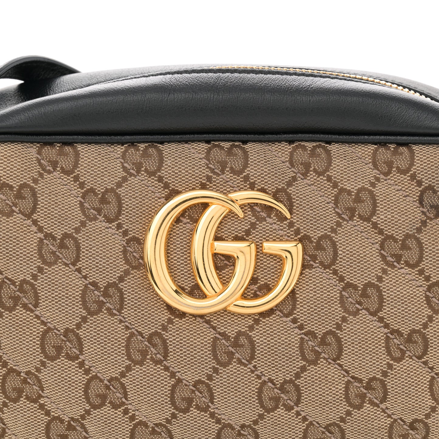 Monogram Matelasse Diagonal Small GG Marmont Chain Shoulder Bag Beige Black