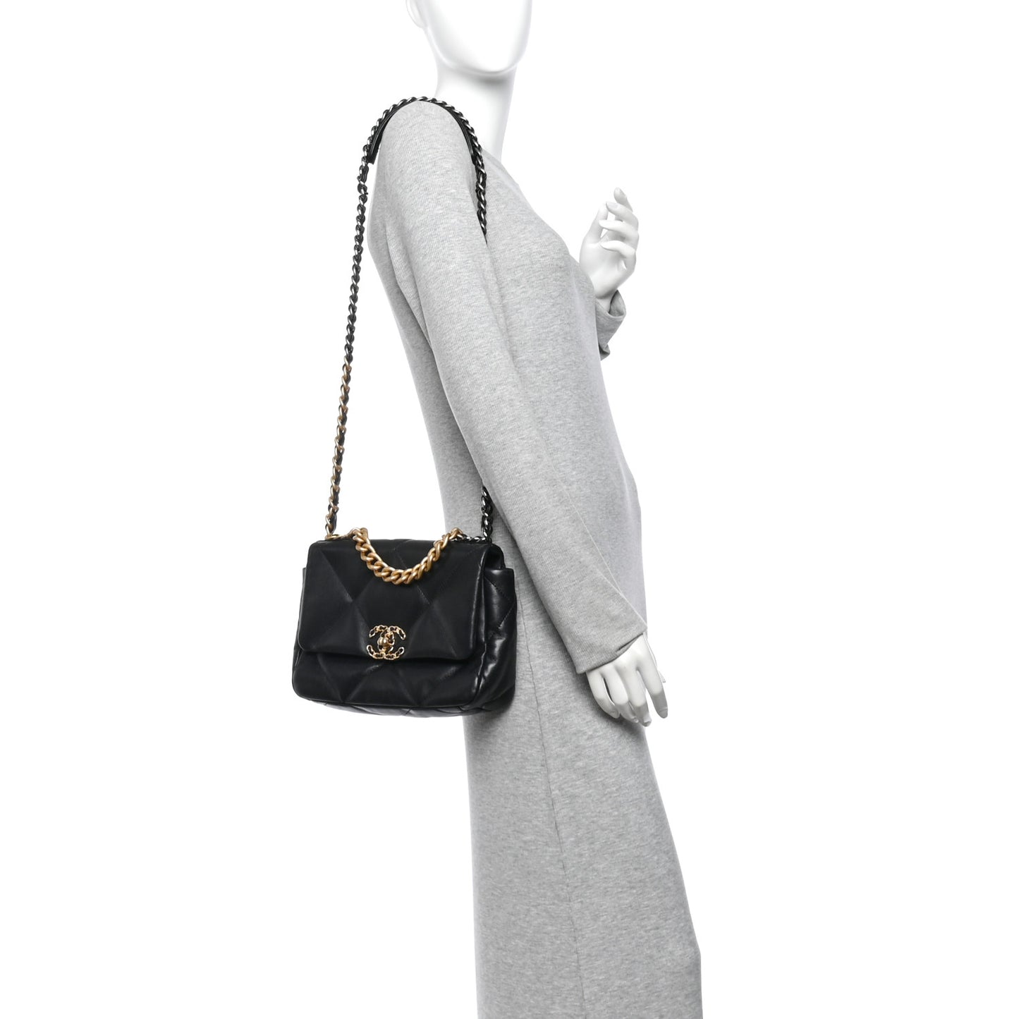 Lambskin Quilted Medium Chanel 19 Flap Black