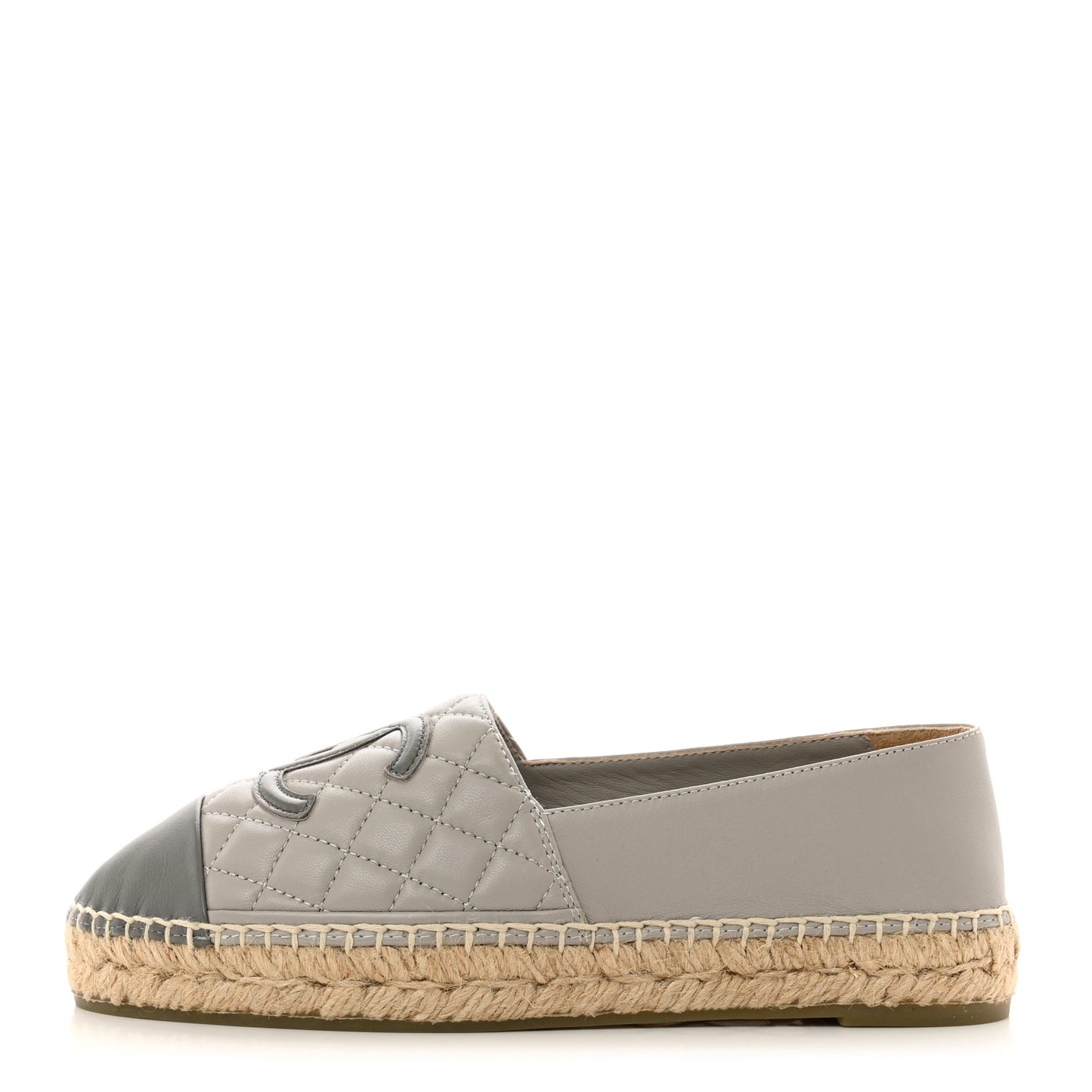 Lambskin Quilted CC Espadrilles 37 Grey