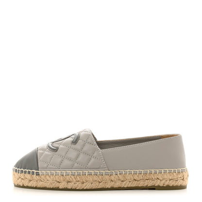 Chanel Lambskin Quilted CC Espadrilles 37 Grey 1 of 7