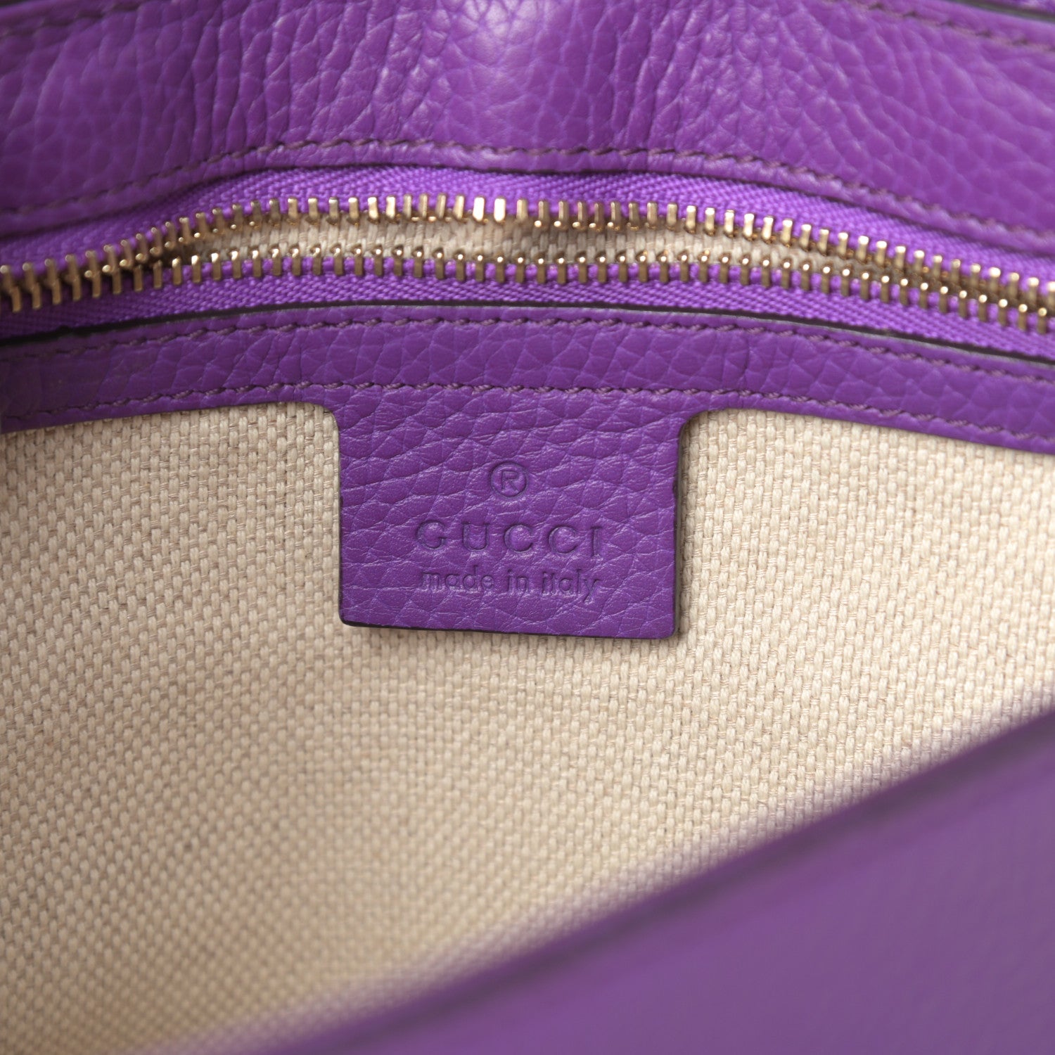 Gucci Pebbled Calfskin Medium Soho Flap Crossbody Shine Purple 6 of 11