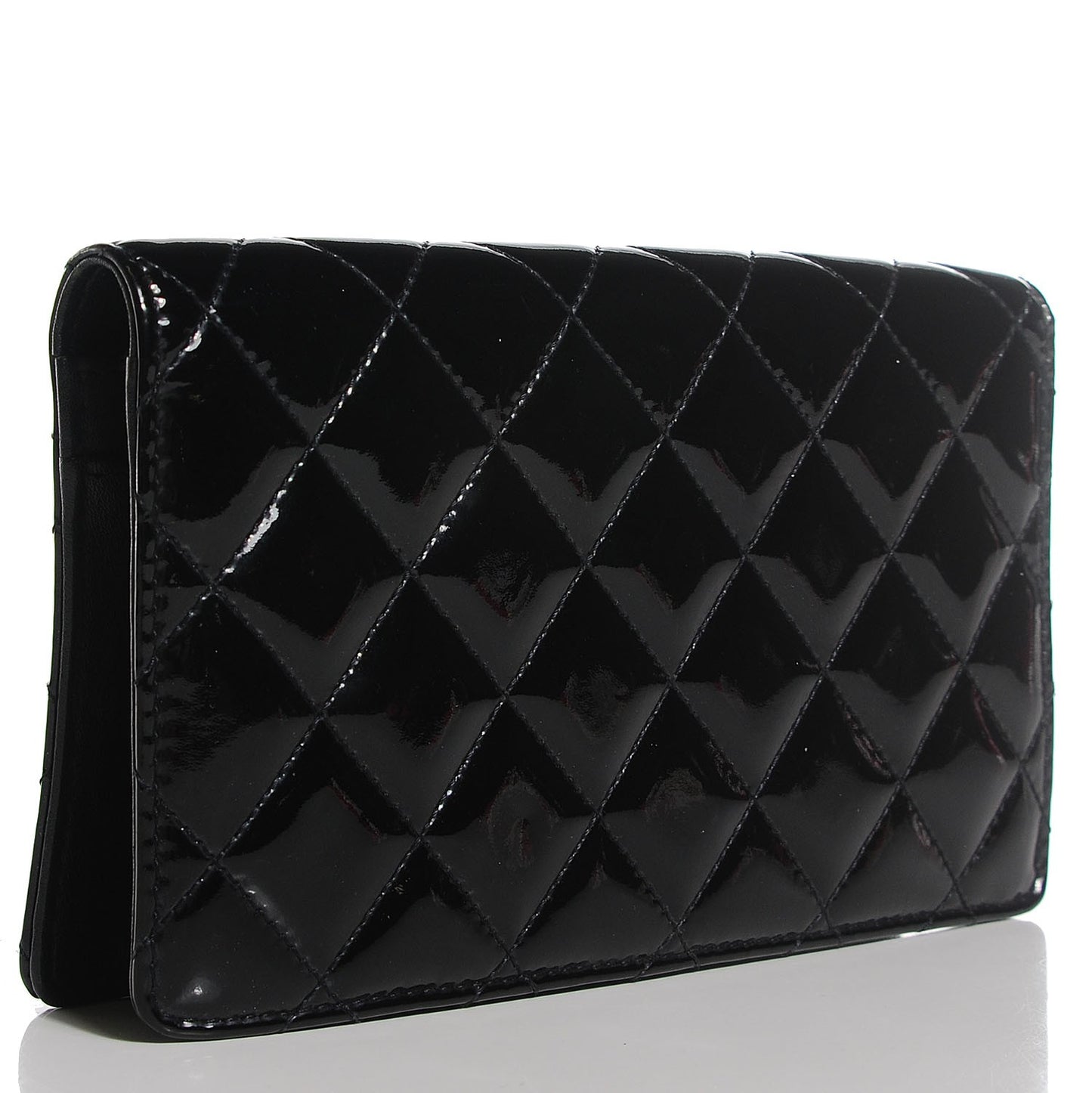 Patent Quilted Brilliant Yen Wallet Black