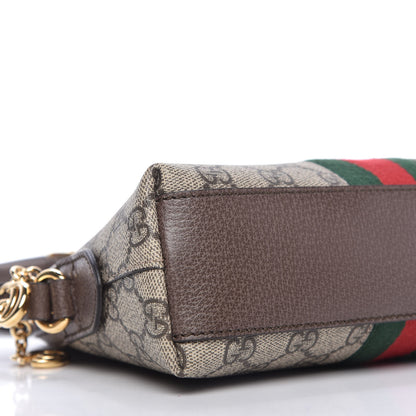 Gucci GG Supreme Monogram Textured Dollar Calfskin Web Small Ophidia Dome Shoulder Bag Beige Ebony New Acero 6 of 10