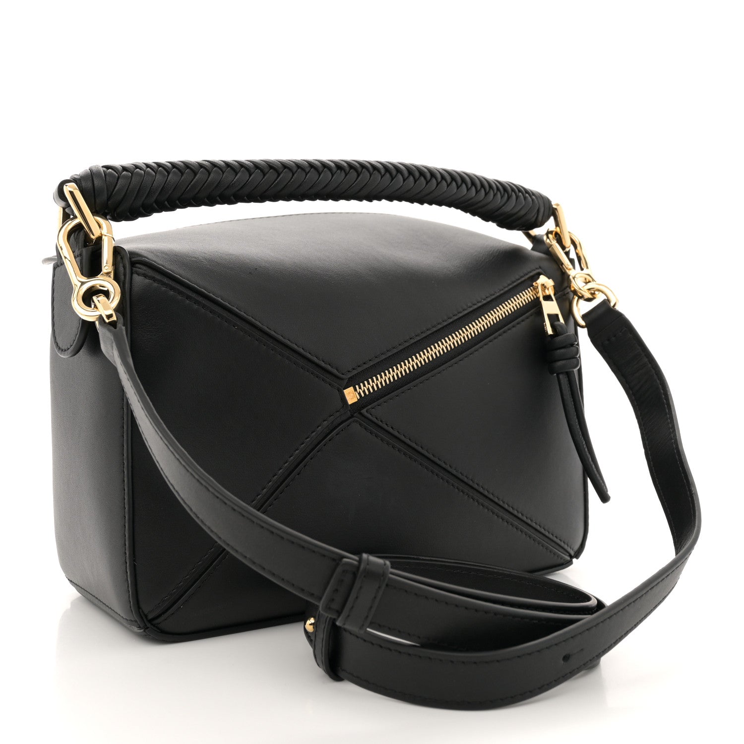 Loewe Calfskin Small Woven Puzzle Bag Black 3 of 12