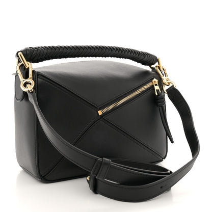 Loewe Calfskin Small Woven Puzzle Bag Black 3 of 12