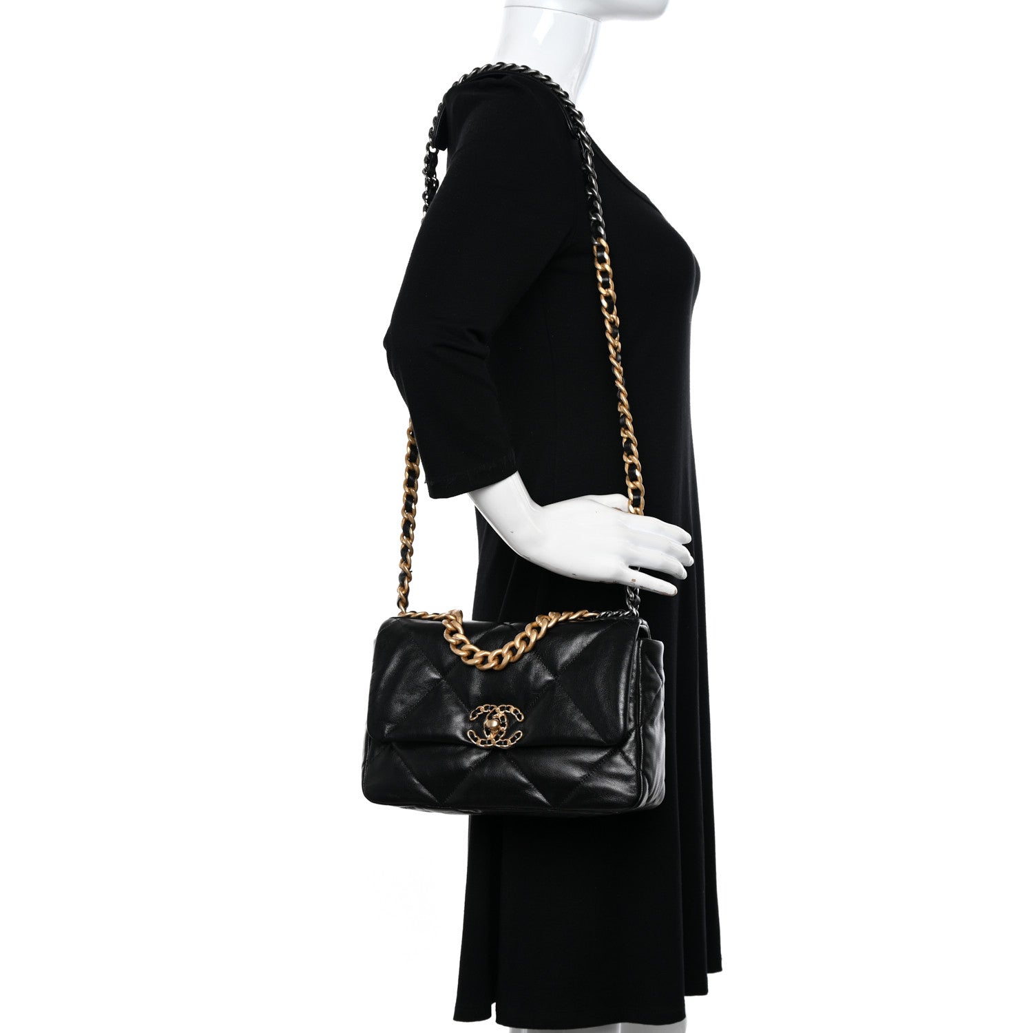 Chanel Goatskin Quilted Medium Chanel 19 Flap Black 2 of 11