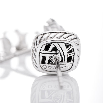 David Yurman Sterling Silver Diamond Black Onyx 5mm Petite Albion Earrings 4 of 4