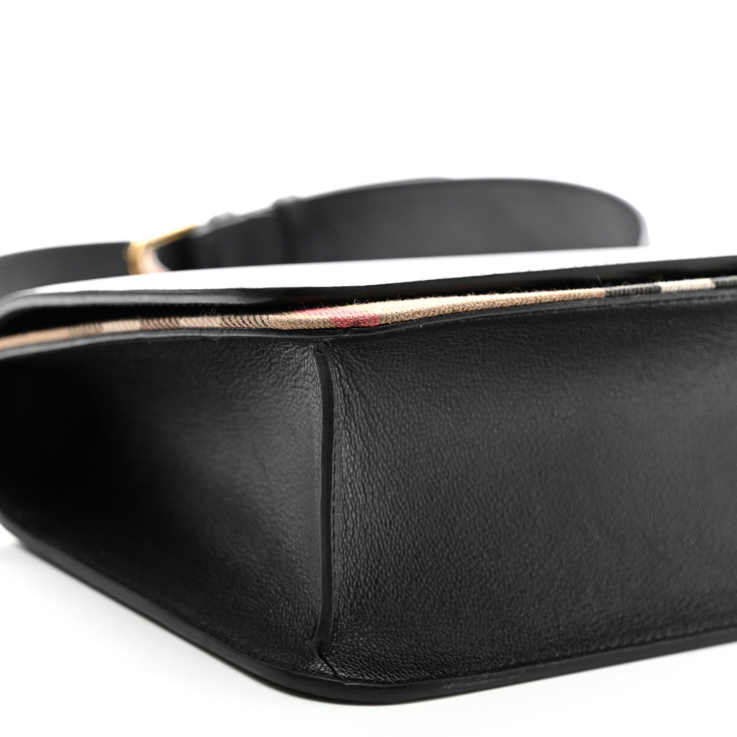Burberry Derby Calfskin House Check Mackford Crossbody Bag Black 8 of 9
