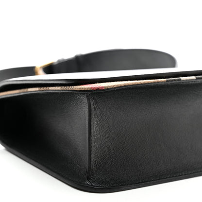 Burberry Derby Calfskin House Check Mackford Crossbody Bag Black 8 of 9